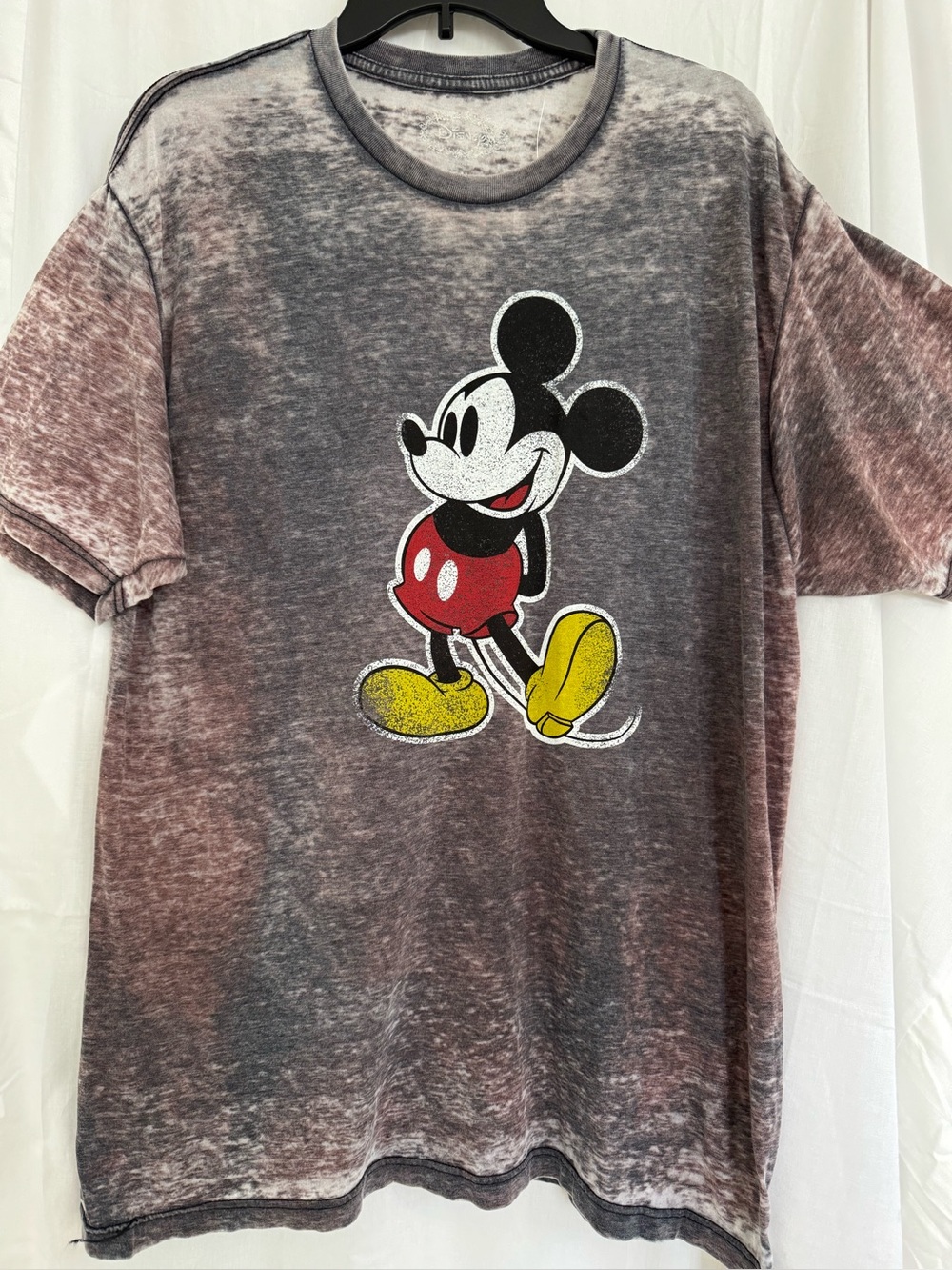 DISNEY Charcoal Heather Distressed Look Mickey Mouse Graphic Tee Size XL